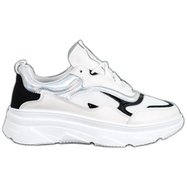 SHELOVET Módní bílé tenisky bílý černý