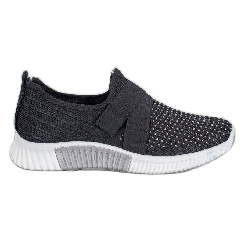 SHELOVET Černé slipony s krystaly černá