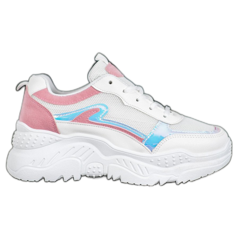 SHELOVET Bílé tenisky s efektem holo bílý vícebarevný