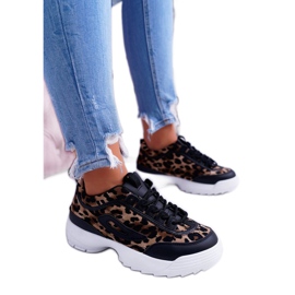 NFR Černé sportovní boty, tenisky leopard B-02 hnědý černý