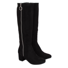 Černé boty na podpatku 252-P Black Ii Quality černý