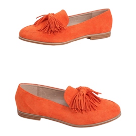 Oranžové dámské mokasíny s třásněmi T357P Orange pomerančový