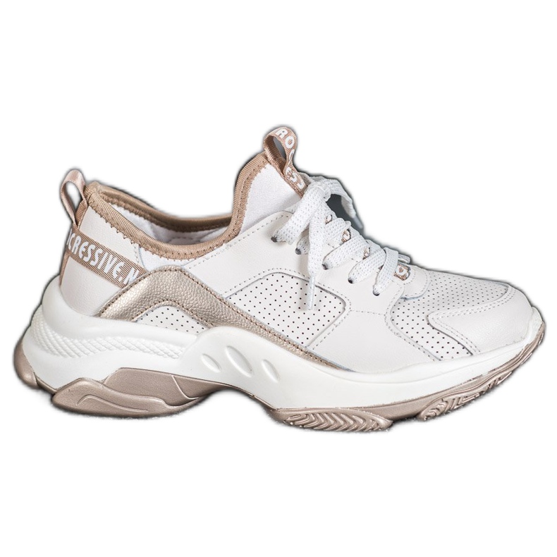 Goodin Prolamované kožené tenisky bílý žlutá Goodin Prolamované kožené tenisky bílý žlutá