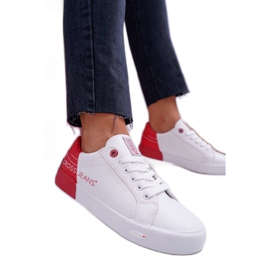Dámské tenisky Cross Jeans White EE2R4016C bílý červené Dámské tenisky Cross Jeans White EE2R4016C bílý červené