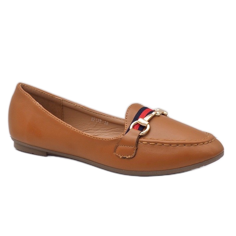 Hnědé ekokůže balerínové mokasíny 9F177 hnědý