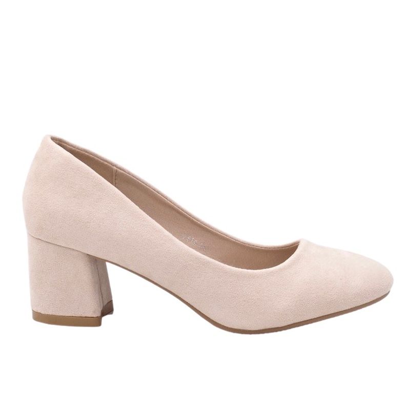 Béžové lodičky na sloupku z eko semiše JF619 béžový