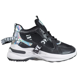 Weide Módní tenisky s nápisy černá Weide Módní tenisky s nápisy černá