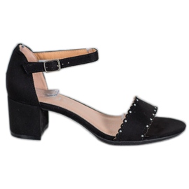 Filippo Semišové sandály s perlami černá Filippo Semišové sandály s perlami černá