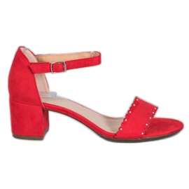 Filippo Semišové sandály s perlami červené