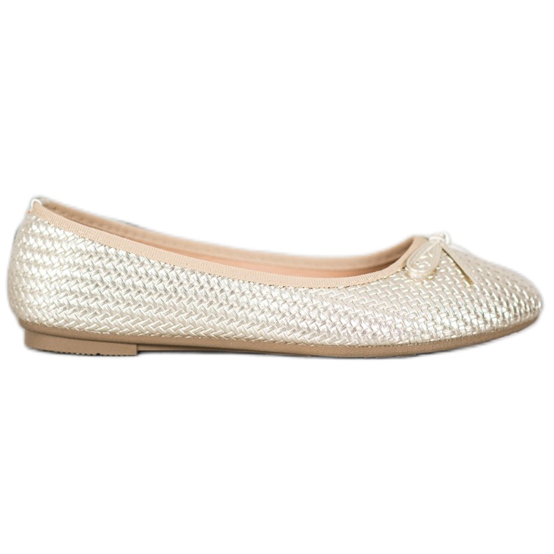SHELOVET Zlaté pletené balerínky zlatý