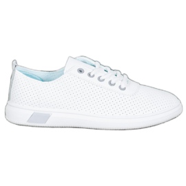 SHELOVET Prolamované tenisky s eko kůží bílý šedá