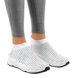 Bílé sportovní boty se zirkony LG27 bílý