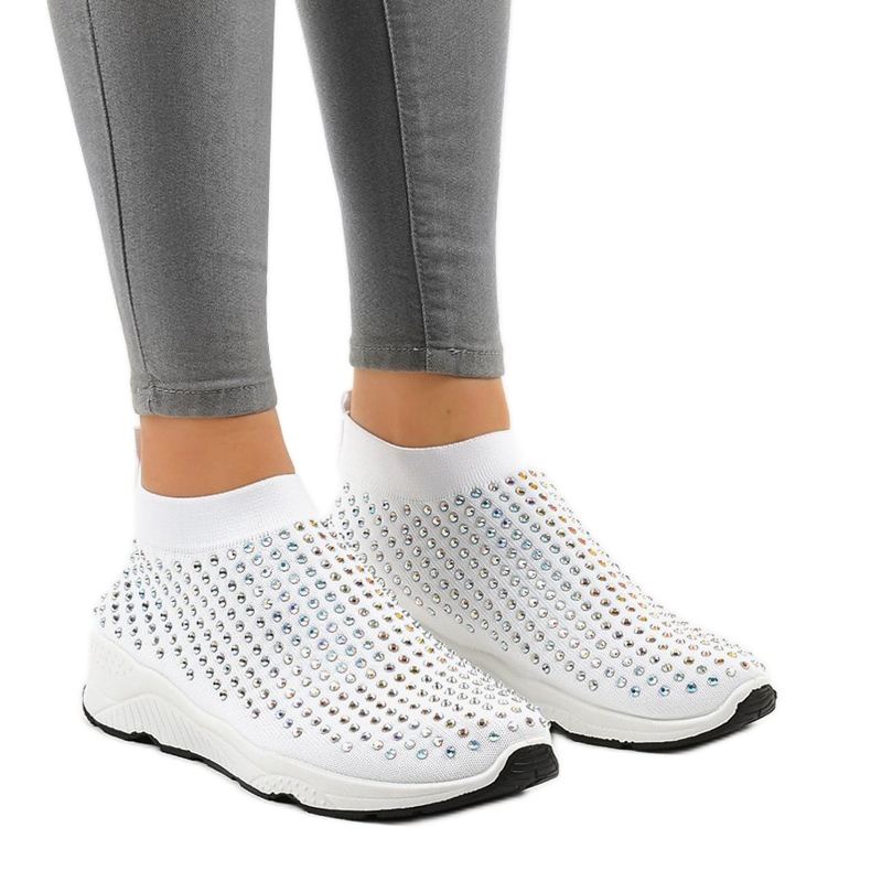 Bílé sportovní boty se zirkony LG27 bílý