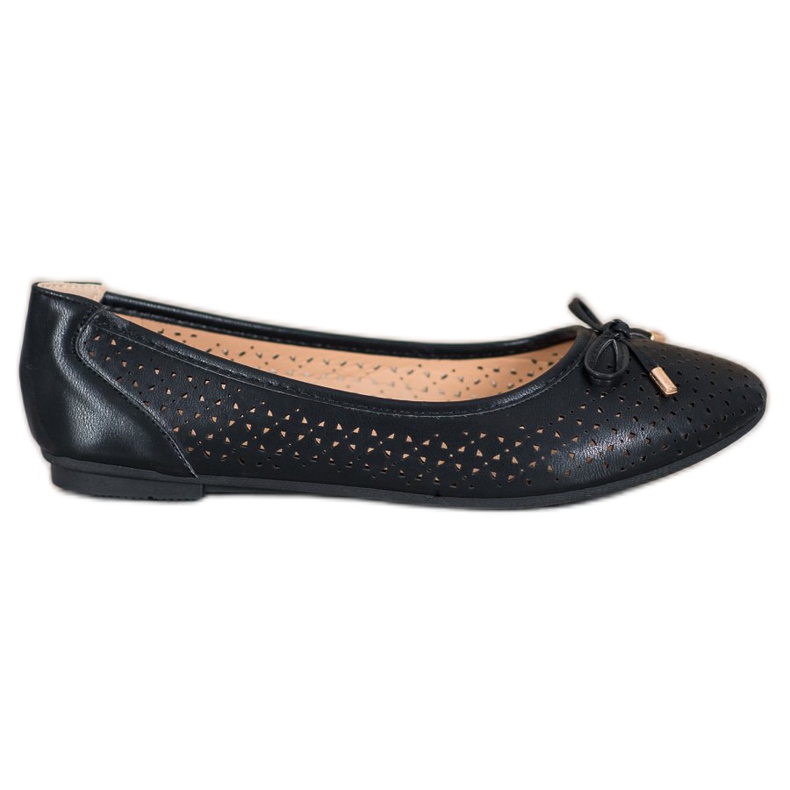 SHELOVET Prolamovaná baletka s eko kůží černá