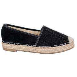 Best Shoes Černé espadrilky s krystaly černý žluť