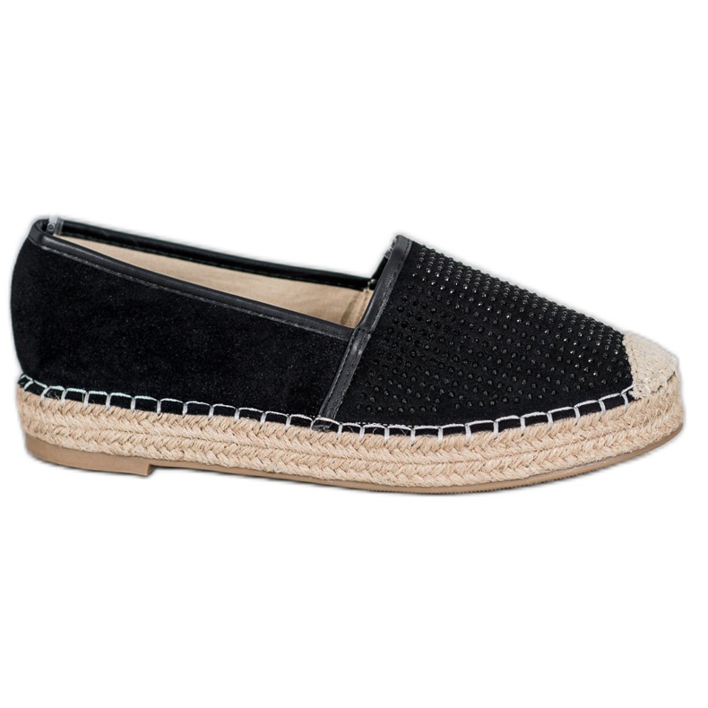 Best Shoes Černé espadrilky s krystaly černá žlutá