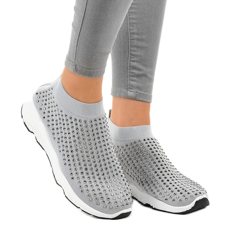 Šedé sportovní boty se zirkony LG27 šedá