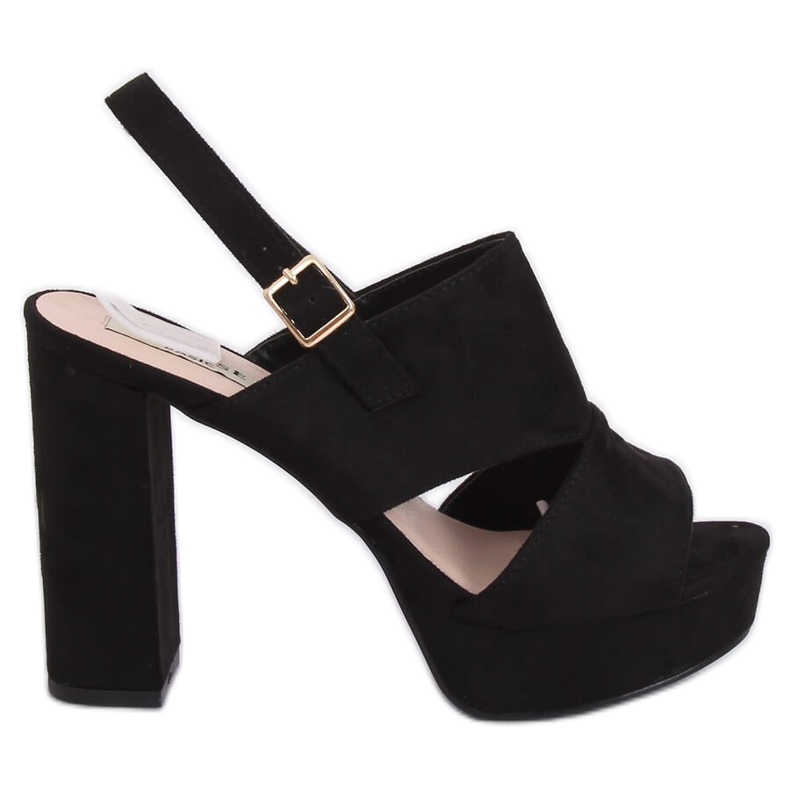 Černé sandály na sloupku 9R02 Černá Černé sandály na sloupku 9R02 Černá