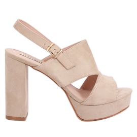 Sandály na sloupek béžové 9R02 Béžové hnědý zelená Sandály na sloupek béžové 9R02 Béžové hnědý zelená