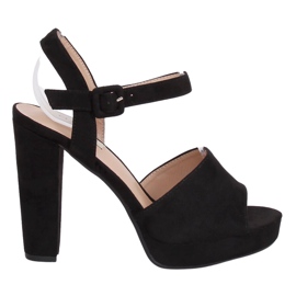 Černé sandály na vysokém podpatku 9R16 Black černá Černé sandály na vysokém podpatku 9R16 Black černá