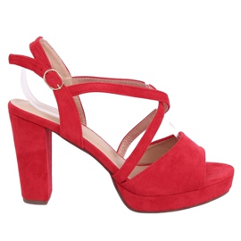 Červené sandály na vysokém podpatku 9272 Rojo červený