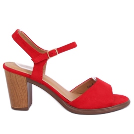 Červené sandály na vysokém podpatku 660-6 Red červený