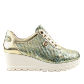 Zlaté trendy klínové tenisky JFL663-5 zlatý Zlaté trendy klínové tenisky JFL663-5 zlatý