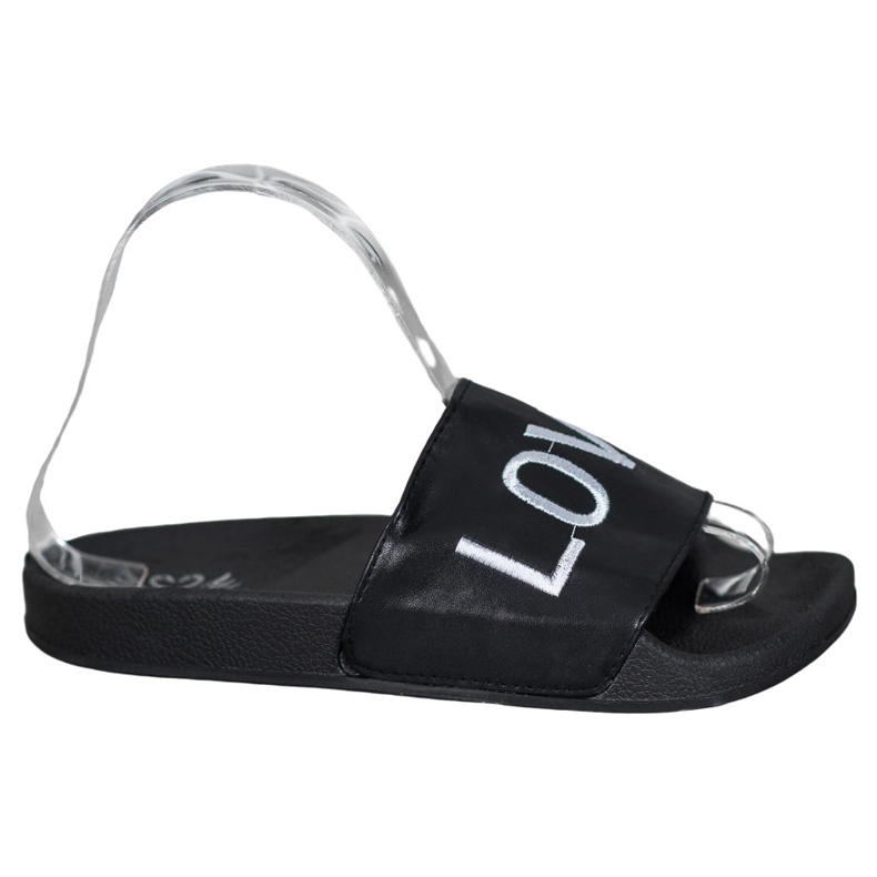 Small Swan Eko kožené přezůvky LOVE &amp; HATE černá