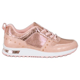 Emaks Lesklé tenisky na platformě růžový žluť