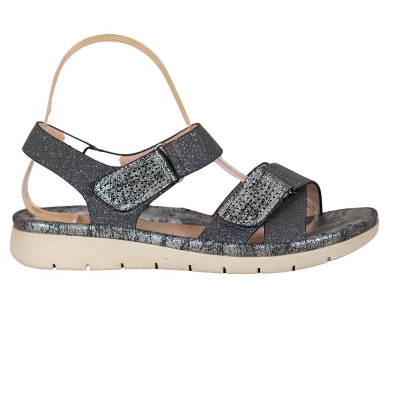 Sandály na suchý zip VINCEZA černá šedá