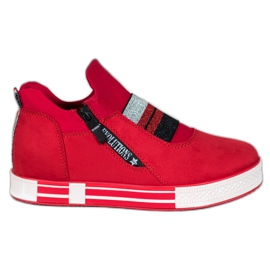 Ideal Shoes Nazouvací tenisky se zipem červený