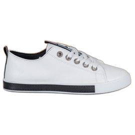 SHELOVET Stylové tenisky s eko kůží bílý