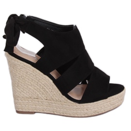 Černé espadrilky na klíncích 77-77 černé černý