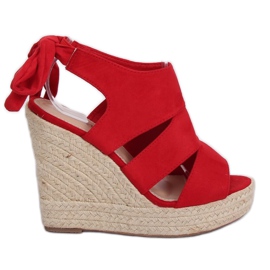 Červené espadrilky na klíncích, červené 77-77 červené červený