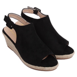 Černé espadrilky na klínech F3303 černé černý