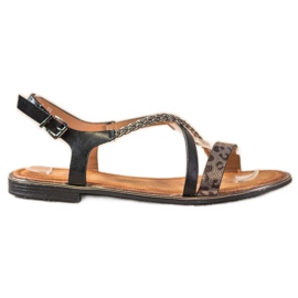 Small Swan Stylové sandály s leopardím potiskem černá