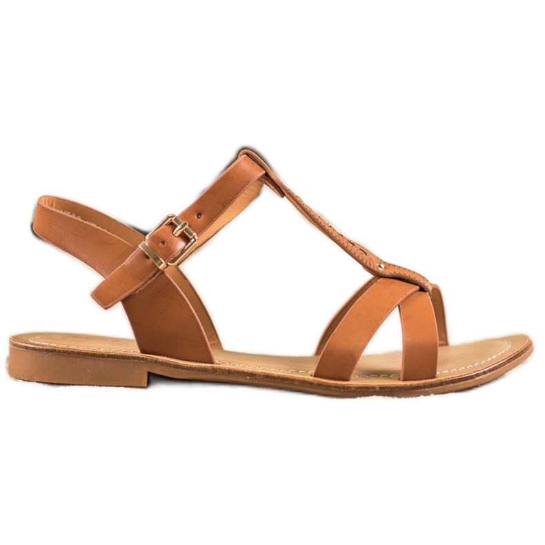 Small Swan Elegantní hnědé sandály hnědý