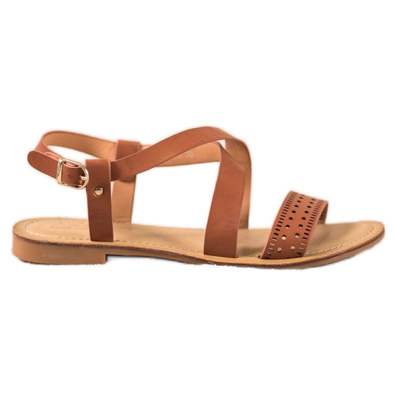 Small Swan Hnědé sandály s eko kůží hnědý