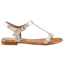 Small Swan Stylové sandály s eko kůží šedá