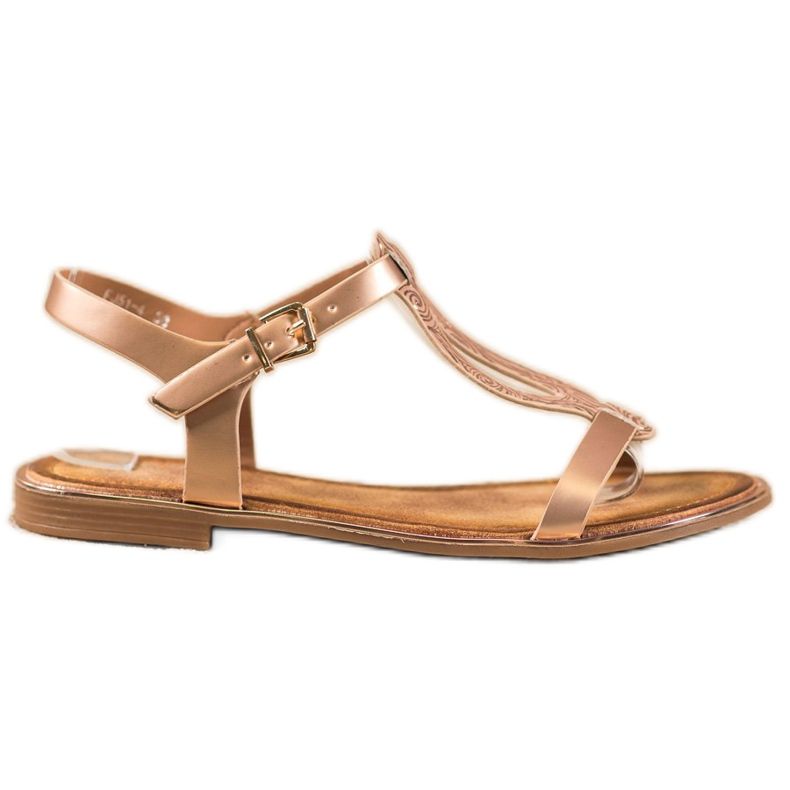 Small Swan Stylové sandály s eko kůží zlatý