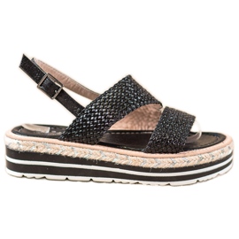 Small Swan Pletené sandály na platformě černý