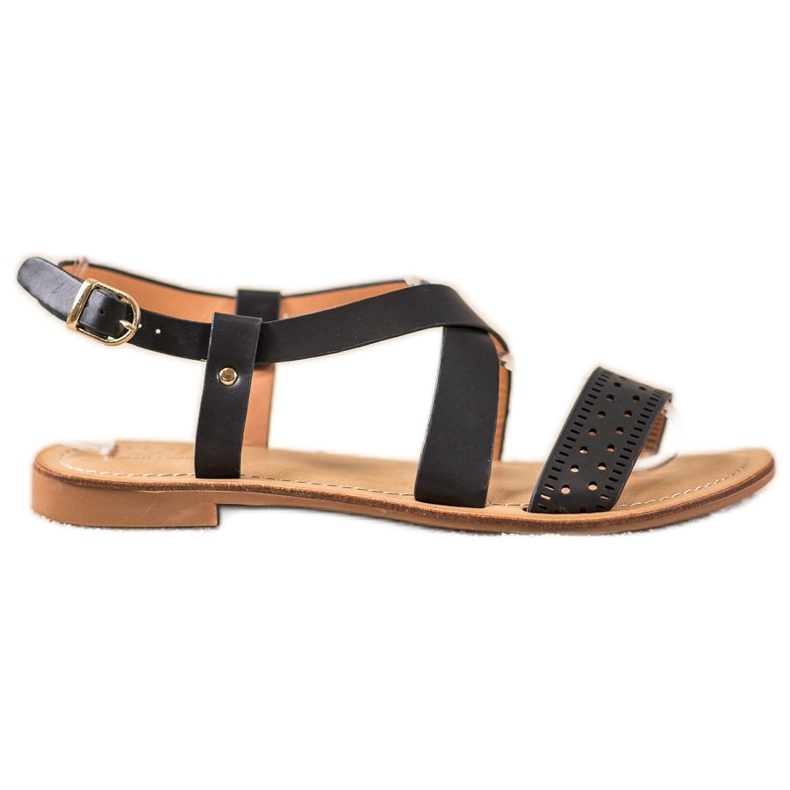 Small Swan Černé sandály s eko kůží černá