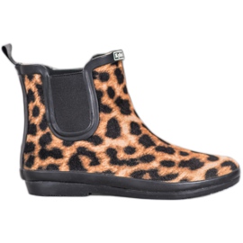 Kylie Semišové holínky s leopardím potiskem hnědý černý