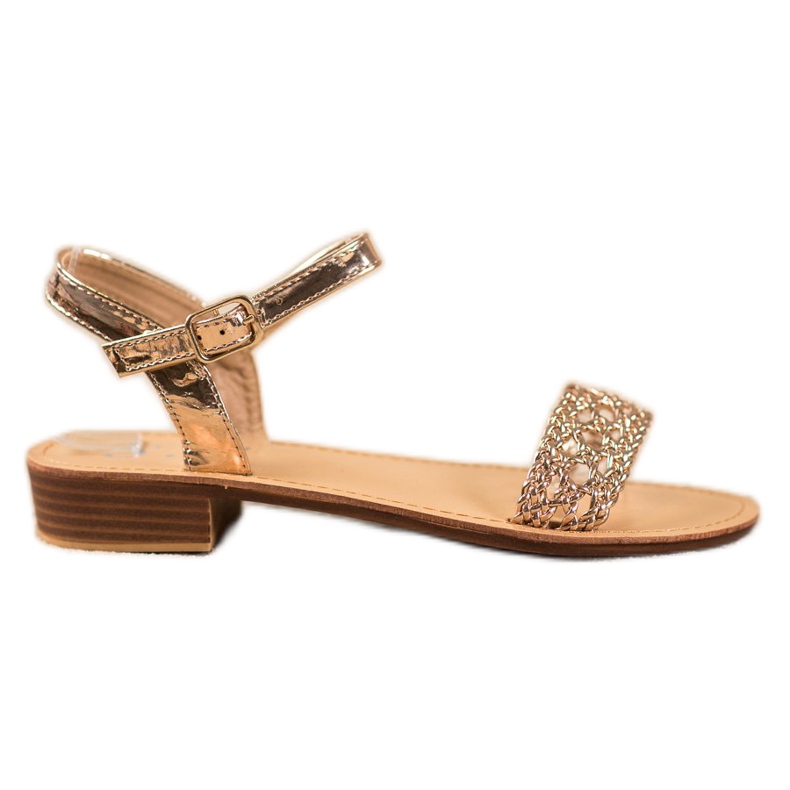 Small Swan Elegantní pletené sandály žlutá