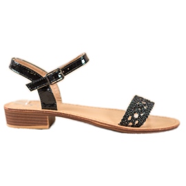 Small Swan Elegantní pletené sandály černý