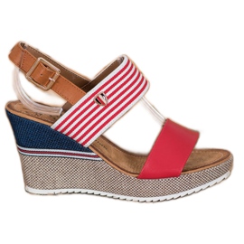 Goodin Sandály na klínku červený