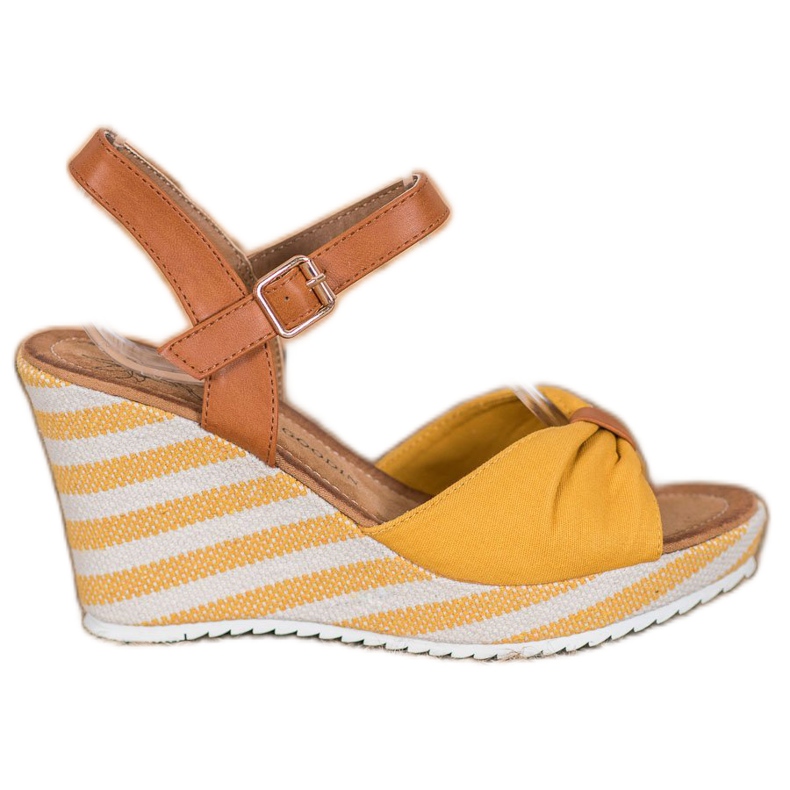Goodin Žluté sandály na klínku hnědý žlutá