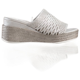 Goodin Prolamované klínové pantofle šedá