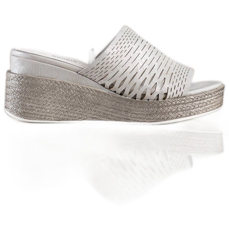 Goodin Prolamované klínové pantofle šedá Goodin Prolamované klínové pantofle šedá