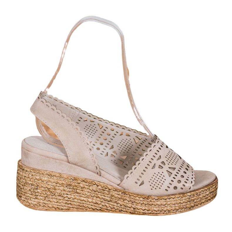 Goodin Prolamované klínové sandály béžový zlatý